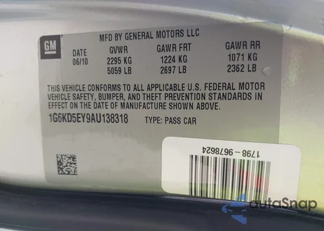 2010 Cadillac Dts Luxury Collection from USA, damaged, VIN 1G6KD5EY9AU138318